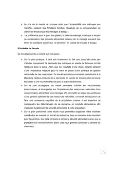 Analyse de la Demande des Ménages en Viande de Brousse à Bangui