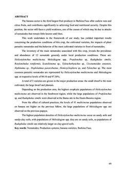 Étude de la nematofaune associé au bananier au Burkina Faso