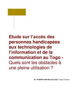 Études sur l'accès des personnes handicapées aux TIC au Togo
