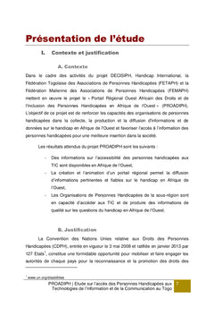 Études sur l'accès des personnes handicapées aux TIC au Togo