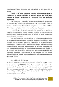 Études sur l'accès des personnes handicapées aux TIC au Togo