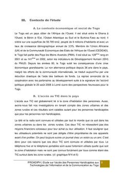Études sur l'accès des personnes handicapées aux TIC au Togo