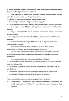 La Protection des Biens culturels au Congo