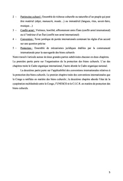 La Protection des Biens culturels au Congo