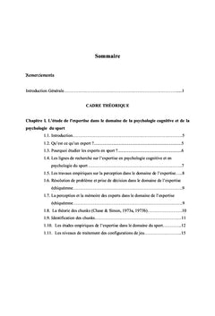 Etude des Connaissances Perceptives chez les sportifs experts