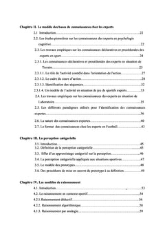 Etude des Connaissances Perceptives chez les sportifs experts