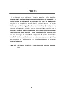 Modélisation et Simulation d'un Réacteur Catalytique a Lit Fixe