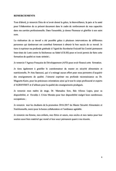 Facteurs de Vulnérabilité à l'insécurité Alimentaire