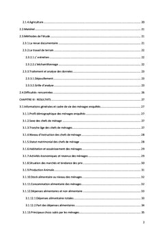 Facteurs de Vulnérabilité à l'insécurité Alimentaire