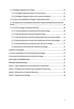 Facteurs de Vulnérabilité à l'insécurité Alimentaire