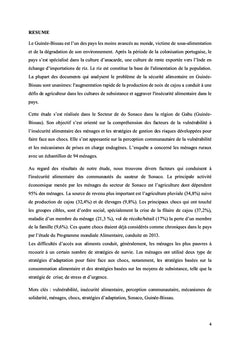 Facteurs de Vulnérabilité à l'insécurité Alimentaire