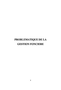 Problématique de la Gestion Foncière