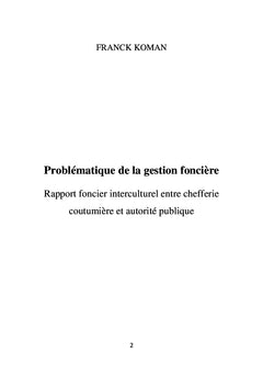 Problématique de la Gestion Foncière