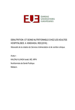 Dénutrition et Soins Nutritionnels chez les adultes hospitalisés