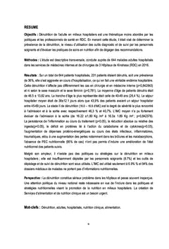 Dénutrition et Soins Nutritionnels chez les adultes hospitalisés