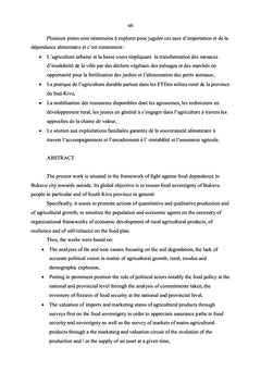 Analyse de la politique alimentaire dans la ville de Bukavu