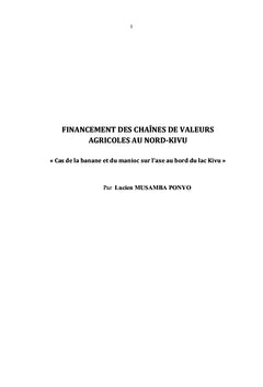 Financement des chaînes de valeurs agricoles au Nord-Kivu/RDC