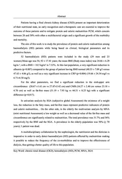Evaluation de l'état nutritionnel des patients dialysés