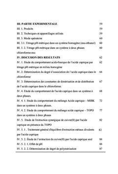 Extraction synergique de Cu(II) et du Co(II) par l'acide caprique
