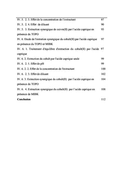 Extraction synergique de Cu(II) et du Co(II) par l'acide caprique