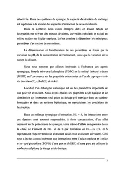 Extraction synergique de Cu(II) et du Co(II) par l'acide caprique