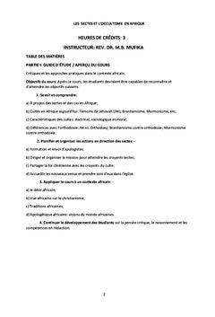 Les sectes et l'occultisme en Afrique