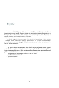 Prévision et gestion des outils coupants