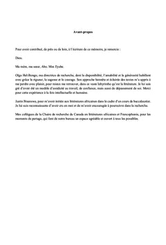 Le personnage aux prises avec la mémoire