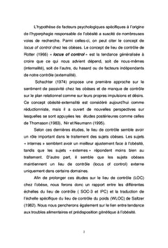 Lieu de controle chez les obeses