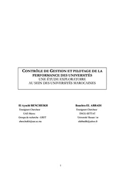 Contrôle de gestion et pilotage de la performance des universités