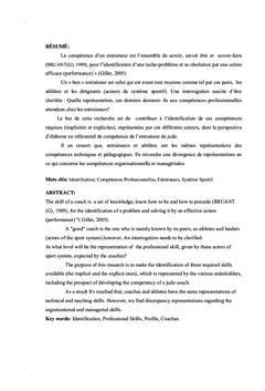 Identification des Compétences Professionnelles des Entraîneurs