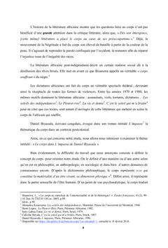Le corps dans L'impasse de Daniel Biyaoula