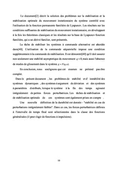 La stabilitE des systEmes dynamiques