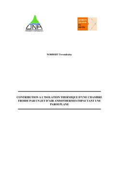 Contribution à l'isolation thermique d'une chambre froide par un jet