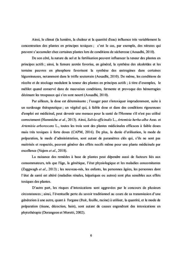 Plantes médicinales au Moyen Atlas central entre thérapie et toxicité