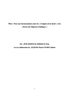Harmoniser les Comptes de la Santé et la Revue des dépenses publiques