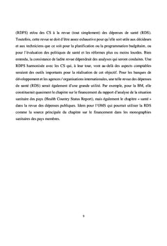 Harmoniser les Comptes de la Santé et la Revue des dépenses publiques