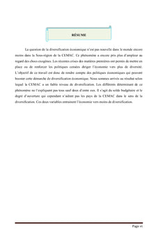 Diversification économique en zone CEMAC: Impact et performance