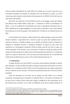 Diversification économique en zone CEMAC: Impact et performance