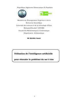 Utilisation de l'IA pour résoudre le problème du sac à dos
