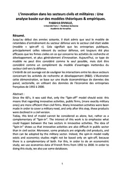 L'innovation dans les secteurs civils et militaires.