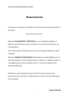Projet de construction d'infrastructure routière