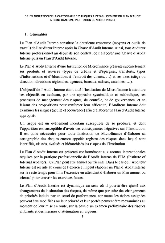 De la cartographie des risques au plan d'audit interne