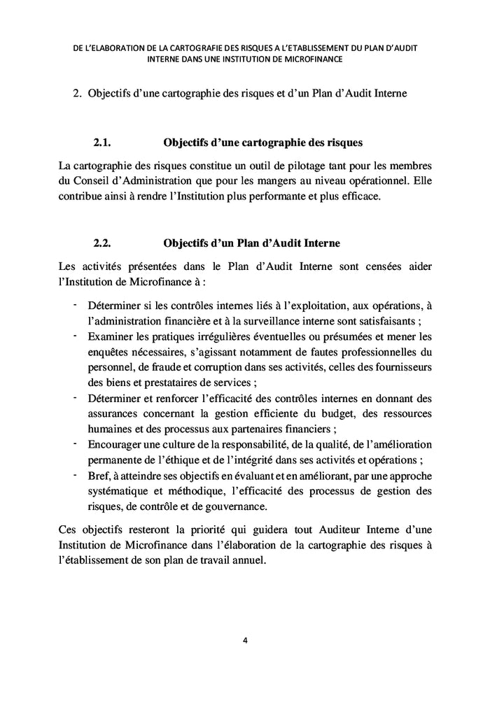 De la cartographie des risques au plan d'audit interne