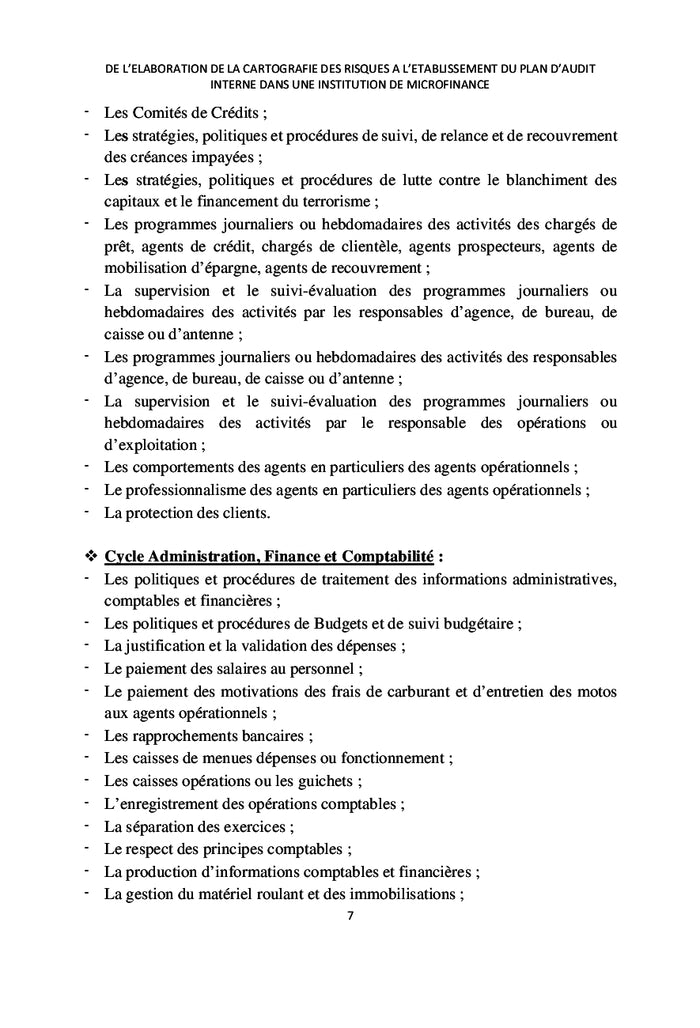 De la cartographie des risques au plan d'audit interne