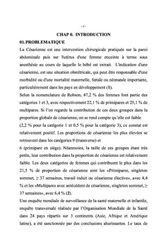Fréquence De La Césarienne Selon La Classification De Robson