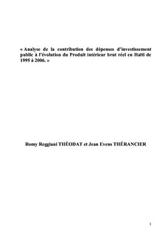 Contribution de l'investissement public à l'évolution du PIB en Haïti