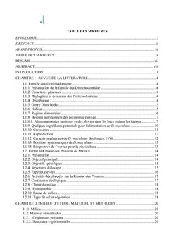 Mise au point d'un aliment pour Distichodus maculatus Boulenger, 1898