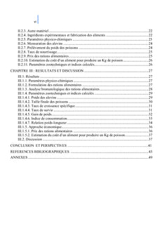 Mise au point d'un aliment pour Distichodus maculatus Boulenger, 1898