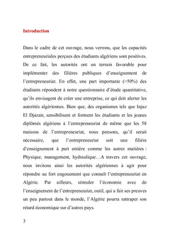 Les capacités entrepreneuriales perçues des étudiants en Algérie